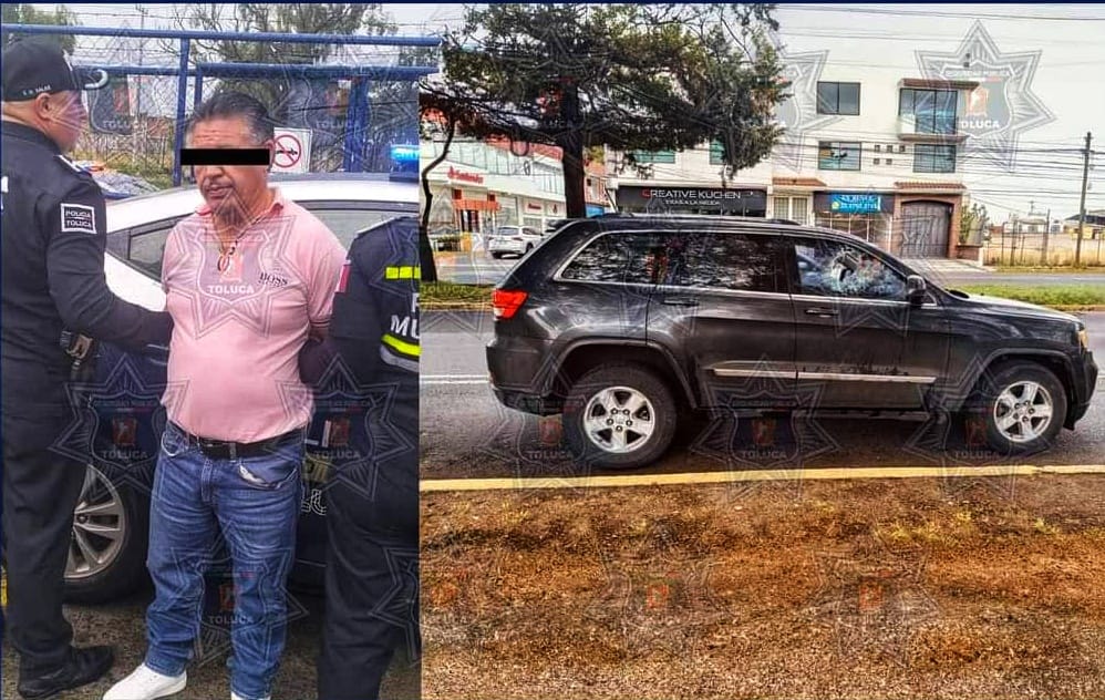 Tras persecución aseguran a presunto extorsionador que operaba en Toluca