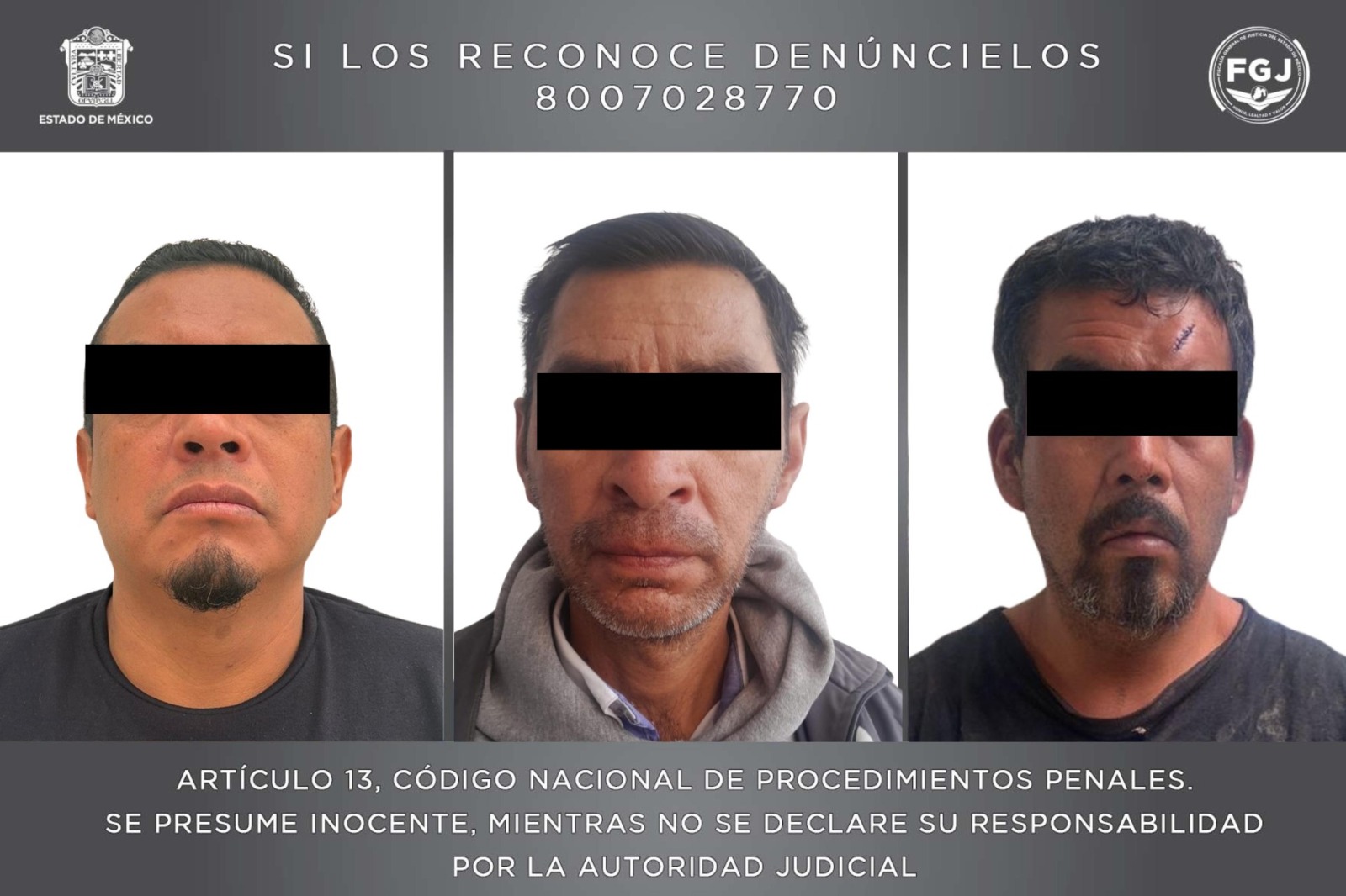 Aseguran a 3 por cometer, presuntamente, violación en Tonanitla, Atizapán y Chimalhuacán
